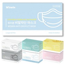 식약처인증 국산 위즈윈 덴탈마스크 50매 일회용 비말, 하늘색 (개별포장)