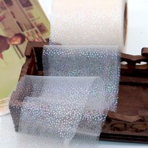 6cm * 5 야드 심포니 실버 도트 메쉬 곱슬 무지개 얇은 명주 그물 액세서리 선물 DIY 공예 파티 웨딩 크리스마스 장식 핑크, 12cm x 5yards, Beige