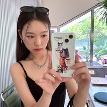 귀여운 sunglasse 고양이 투명한 전화 케이스 아이폰 11 12 14 프로 맥스 13 미니 7 8 플러스 xr xs 맥스 se shockproof back clear cove