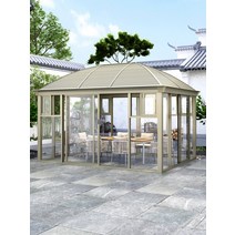 테라스파고라 바베큐 캐노피 야외 전망대 일광 욕실 빌라 정원 파빌리온 발코니 테라스 천막 알루미늄 합금, [24] 안티 모기 다이아몬드 스크린 도어