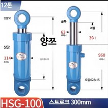 유압실린더 톤 유압 펌프 소형 프레스 실린더 양방향, 단일사이즈, 100x직경63x스트로크300mm
