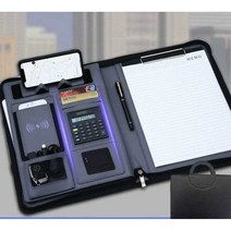 서류 파우치 사무실 파일 가방 대용량 폴더 영업사원, 계산기와 노트 패드가 포함된 브라운