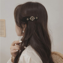 초콜리트쥬얼리 엔티크 블랙벨벳 헤어핀 앤틱 큐빅 진주 포인트 옆머리 집게핀 18color