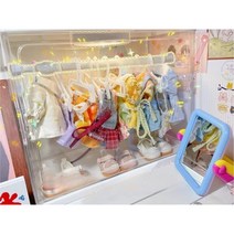 아이돌 인형 옷 솜깅이 보관함 수납함 옷장 소품 10cm 15cm 20cm, 옷걸이10개+길이조절 막대+조명
