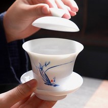 Well [순수] 마음휴식 도자기 개완 백자 뚜껑 다기 개합잔, 상세페이지 참조