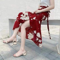 MOSAIRATION여성 라인 드레스 청바지 스커트 여름 밴딩 훌 스커트 롱 플레어 스커트