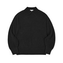 KIIMUIR 더블 카라 크루넥 니트_퓨어 블랙 Double Collar Crew Neck Knit_Pure Black