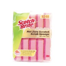3M 스카치브라이트 제로 스크래치 항균 스펀지 수세미, 1개입, 10개