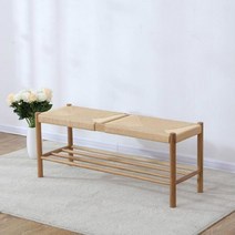라탄 긴 벤치의자 원목 스툴, 통나무110x35x45