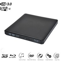 블루레이 플레이어 외부 블루 레이 드라이브 슬림 타입-C + USB 3.0 Bluray 버너 BD-RE CD/DVD RW 라이터, 한개옵션0