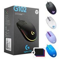 로지텍 G102 2세대 마우스 유선 게이밍 병행 정품+마우스패드, 마우스패드+블랙