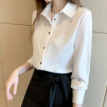 여성 베이직 화이트 봄 블라우스