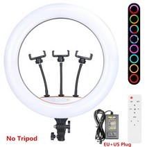 룩스패드 유튜브조명 방송조명 45cm led rgb 링 라이트 라이브 방송 사진 조명을위한 전화 클립 홀더가있는 dimmable selfie 램프 2633cm, 45cm RGB 링 라이트