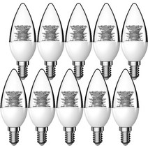 우리조명 장수 LED 촛대구 전구 투명 5W 14베이스, 전구색, 10개입