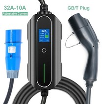 무소음발전기 소형 캠핑 32a gbt ev 차량용 충전기 1상 7.2kw 레벨 2 조절, 검은색