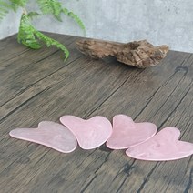 셀프 미용 하트 괄사 로즈쿼츠 마사지 바디 경락 림프 마사지기 종아리 승모근 두피 속살 갈사기 스킨 케어 지압 전용 단단하고 차갑지 않은 밀랍 빗 롤러 종아리 핑크 천연옥 옥 페이, 하트 로즈쿼츠