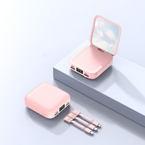 캠핑파워뱅크 휴대용파워뱅크 올인원파워뱅크 메이크업 미러 장착 미니 보조베터리 고속 충전 휴대용 충전기 케이블 포함 휴대폰 배터리 20000mAh, [02] 20000mah, [06] pink4, 12.pink4 - 20000mah