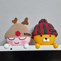 뜨개친구 카카오 프렌즈 라이언 어피치 크리스마스 네비게이션 방향제 전용 털모자, 트리모자