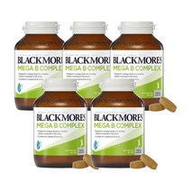 Blackmores 블랙모어스 메가 B 컴플렉스 에너지 서포트 비타민 Mega B Complex Energy Support Vitamin 200정, 5개