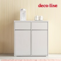 데코라인 코넬 쉐프 2칸 분리수거함 수납장 DGN021C, 그레이화이트