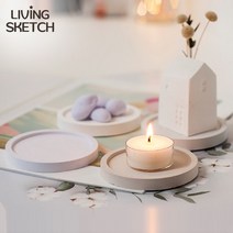 [리빙스케치]원형 석고 캔들 디퓨저 방향제 홀더 플레이트 받침대 국내제작, 원형 연그레이