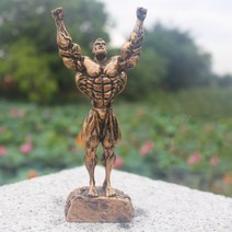 JINGHENG 자아 다듬기 조소 보디빌딩 경기 각인 트로피 헬스장 엔틱한디자인 근육 남자 기념품, 진카키스몰자브론즈헤라클레스, 1개