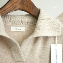 ru 카라 배색 메리노울 100 홀가먼트 니트 원피스 연베이지 브라운