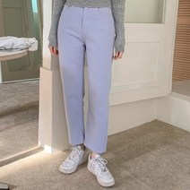 여자 컬러풀 일자 코튼 면바지 9부 팬츠
