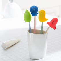 달자샵 1+1 위생적 실리콘 칫솔캡 귀여운 캐릭터 칫솔머리 커버 마개, 빨간, 1Pcs+1Pcs
