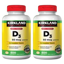 Kirkland Vitamin 커클랜드 비타민 D3 2000IU 600정 2팩, 1개