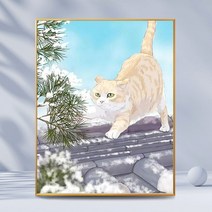 러블리 따뜻한 오후의 햇살과 고양이 카툰 일러스트 보석십자수 DIY 만들기 세트 집콕취미 핸드메이드 선물 집안 인테리어 다이아몬드 그림 액자 없음 20종, GB1108