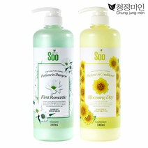 청정미인 퍼퓸 퍼스트로맨틱 샴푸 1000ml+블루밍데이 린스 1000ml, 1