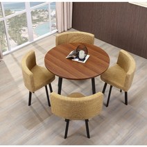 4인가족 화이트 원형 카페테이블세트 사각 라운드 식탁 세트 가정용 공간절약 조립식가구, AT