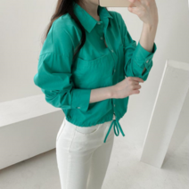 브이와이 VY 여자 연분홍 롱슬리브 탱크 면원단 셔츠