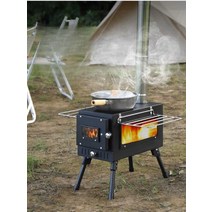 화목난로 리버스 아궁이 연탄 주물 실내 실외 주전자, 블랙 스토브(소형)