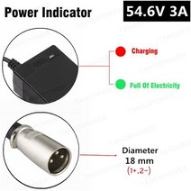 가전부품 TANGSPOWER 54.6V 3A 리튬 배터리 충전기 54.6V3A 13S 48V 리튬 이온 배터리 팩 충전기용 전기 자, CHINA _3-Pin XLR | KR, 02 3-Pin XLR_05 KR, 02 3-Pin XLR_05 KR