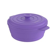 Bakerpan 실리콘 원형 접이식 공간 절약 냄비 뚜껑이 있는 찜기 쿠커 1.9L(64온스) 용량