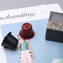 커피 머신 호환 부품 네스프레소 필터 컵에 맞는 1pcs 숟가락과 브러시가있는 재사용 가능한 캡슐 필터 주방 액세서리, nes-1-레드