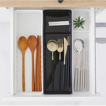 주방 수저 포크 나이프 주방서랍정리 수납트레이 2개 분리박스 커트러리보관함 조리기구통, 클리어와이드