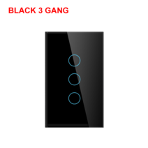 스마트 와이파이 터치 스위치 중립 와이어 필요 없음 스마트 홈 1/2/3 갱 라이트 스위치 220V 지원 Alexa T, 06 Black 3 Gang