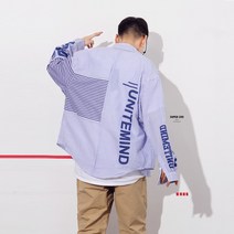 캐쥬얼 와이드 IFASHION 누빔남방패션 남성 루즈핏 와이셔츠 줄무늬 이니셜 힙합 커플 복장 조남 2626953905