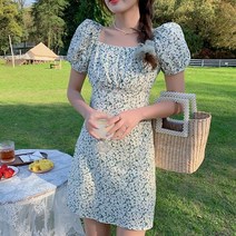 [아나운서 협찬] 에터 꽃무늬 플라워 스퀘어넥 미니원피스 여름 비치 휴양지 44사이즈 키작녀쇼핑몰 르뚜앙