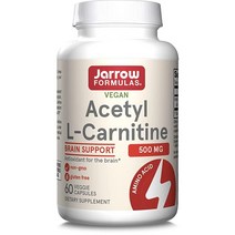 Jarrow Formulas 아세틸 L-카르니틴 500mg - 뇌를 위한 항산화 보호 - 에너지 생산 및 신진 대사 지원 - 심장 및 심혈관 건강 - 식물성 캡슐 60개 (포장은, 60 Servings (Pack of 1)