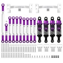 원격 조종 RC 너트 잠금 장치가있는 금속 조향 링크 타이로드 마운트 충격 흡수 장치 키트 1/12 MN D90 D91 MN40 MN45 MN99 MN99s 1/16 WPL C14, [22] MN Purple silver