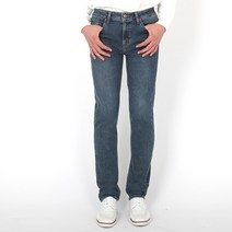 게스 남성 기모청바지 슬림 스트레이트 미디엄블루 데님팬츠 ML4D6170