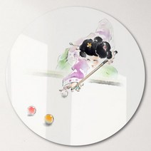 꾸밈데코_원형전면아크릴코팅액자_당구일러스트(여자)(pf349)_라운드액자인테리어액자벽장식월데코벽걸이액자, 이미지3