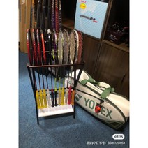 테니스 배드민턴 라켓 거치대 진열대 체육관 학교 동호회 정리대 보관함 스쿼시 스포츠 수납대, 월넛 컬러 라켓 홀더 2개