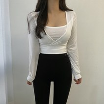 VANANA2 국내제작 러블리 브이 랩스타일 크롭 긴팔 티셔츠