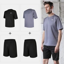 X-Shadow 남자 운동복 2종 1세트 2IN1 반팔반바지 헬스복 트레이닝복