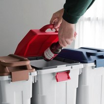 슬림펌 핸들 쓰레기통 분리 수거함 휴지통 사무실 학교 학원 1개, 슬림펌 핸들휴지통(45L)레드